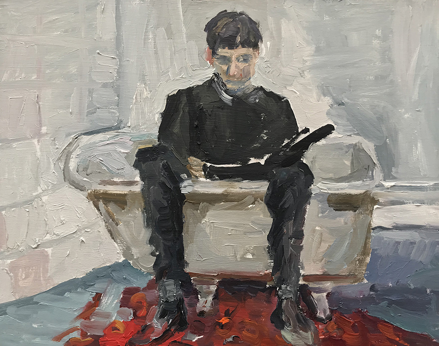 <b>Sketched Sketching (2019)</b><br />14x11"<br />Oil on canvas