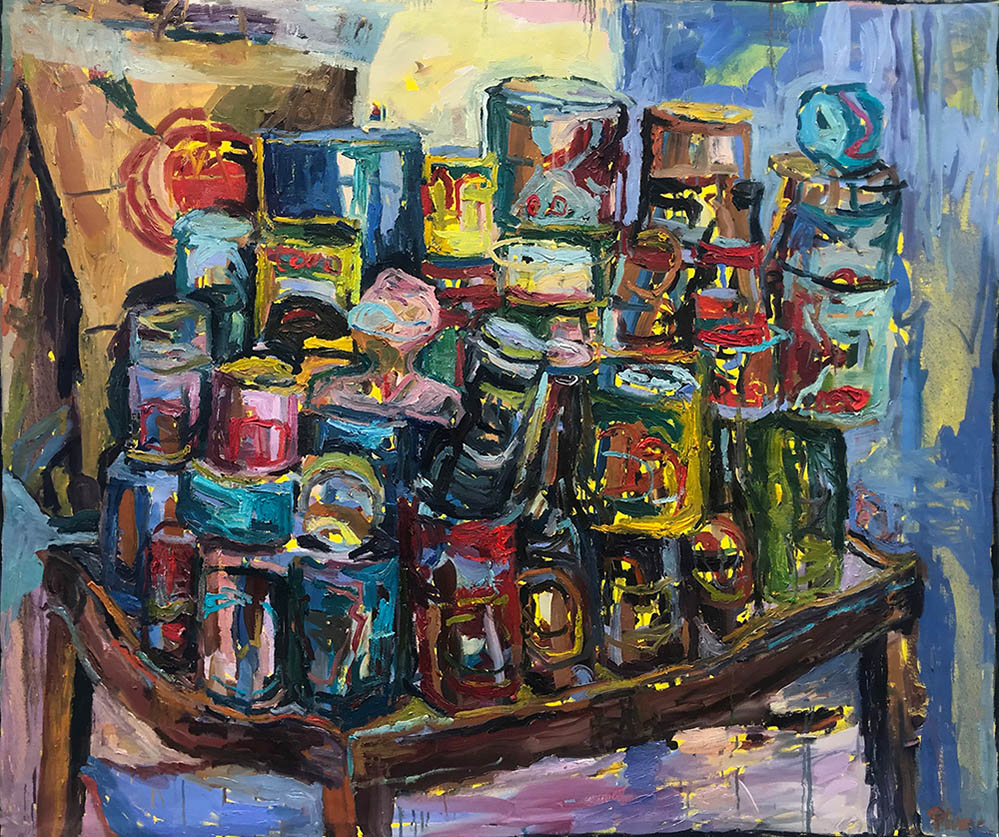 <b>Stack Riot (2020)</b><br />48x60"<br />Oil on canvas