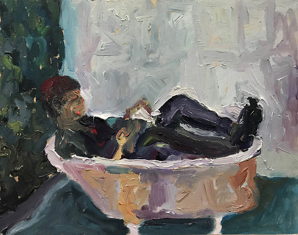 <b>Reading I (2019)</b><br />11x14"<br />Oil on canvas