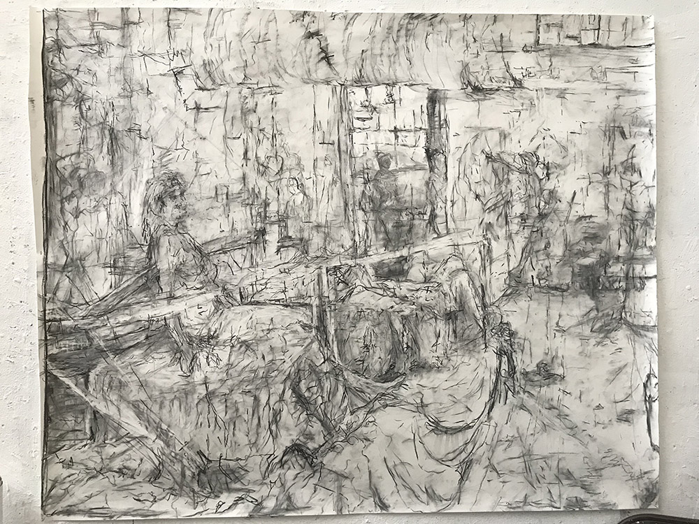<b>Untitled (2020)</b><br />60"x75"<br />Charcoal on watercolor paper