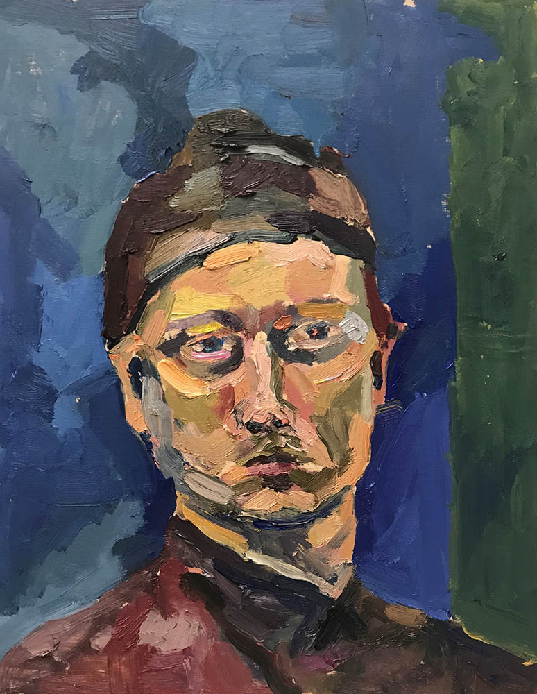 <b>S. (2019)</b><br />14x11"<br />Oil on wood panel