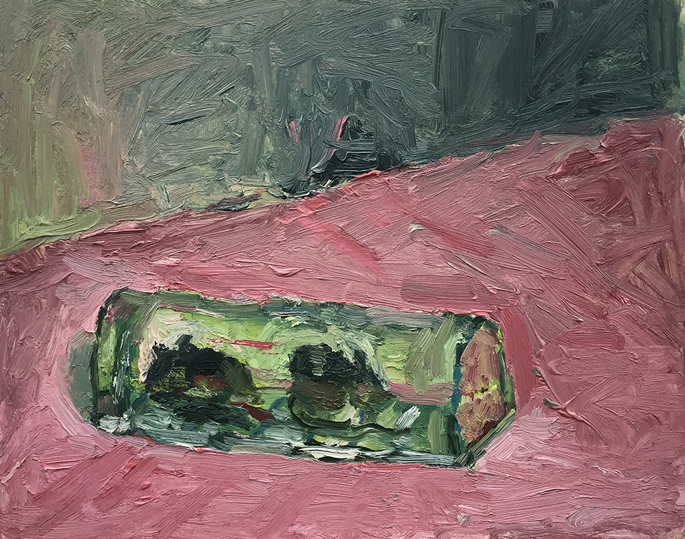 <b>First visitor (2020)</b><br />8x10"<br />Oil on wood panel